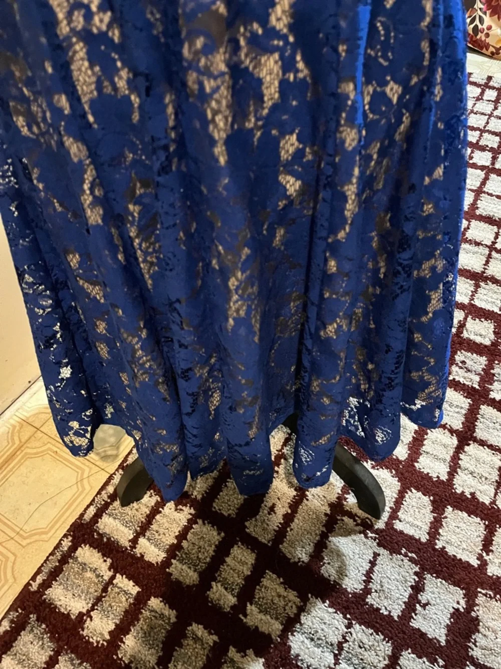 Danny & Nicole Navy Lace Midi Fit-and-Flare Dress - Picture 5 of 8